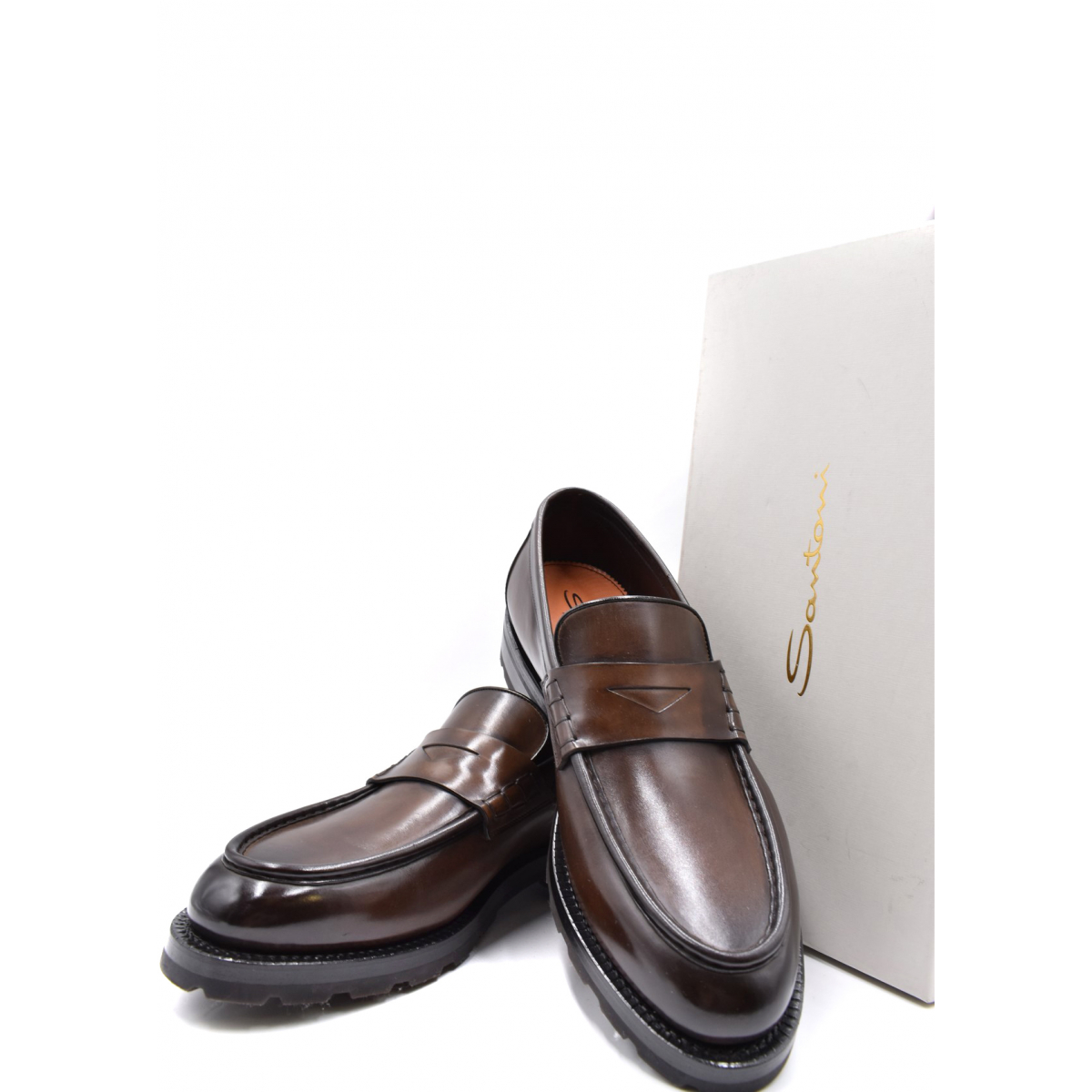Leather loafers - Dark Brown | Santoni Shoes