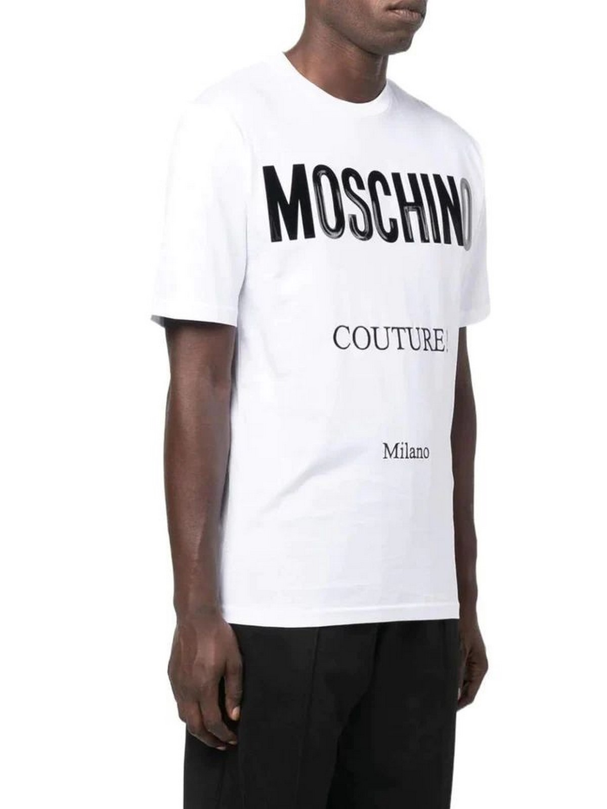 Tシャツ・カットソー MOSCHINO Men T Shirts A07060241 1001 White Moschino White Cotton T-Shirt for Men